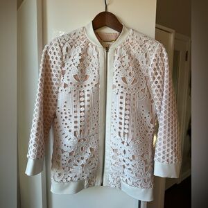 TED BAKER Lace Pattern Jacket — Cream and Pink Size 1